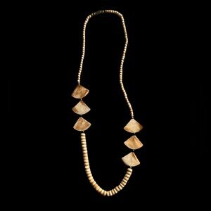 Long Vintage Hand Carved Bone Asymmetrical Necklace